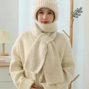 NEW Winter Protection Windproof Cap with Scarf (off white)